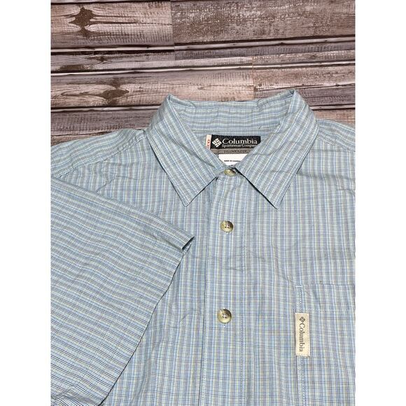 Columbia‎ Sportswear XCO Men's Short Sleeve Button Up Blue Large - Picture 1 of 6